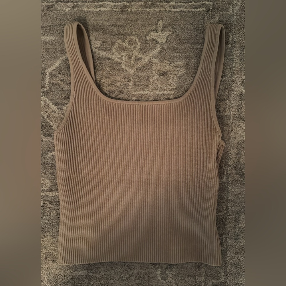 Aritzia Taupe Ribbed Sculpt Knit Tank Top